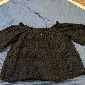 H&M Black Wide Neck Lace Blouse